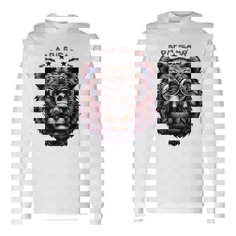 メンズ Papa Bear Face サングラス Papa Bear Lover 父の日 長袖Tシャツ - Kawaiitshirt