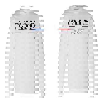 Paris With France Flag Novelty Graphic & Cool s 長袖Tシャツ - Kawaiitshirt