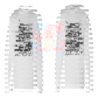 Patriotic Cats American Flag Cat Happy 4Th Of July Long Sleeve T-Shirt - Thegiftio