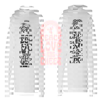 Peace Love And Cheer ボヘミアンレインボーチアリーダー 長袖Tシャツ - Kawaiitshirt
