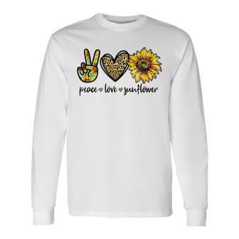 Peace Love サンシャイン ヒッピー ひまわり ヒマワリ 恋人へのギフト 長袖Tシャツ - Kawaiitshirt