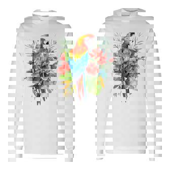 Perroquet Animal Nature Motif Coloré Portrait Perroquet T-shirt à manches longues - Cadeauxyz