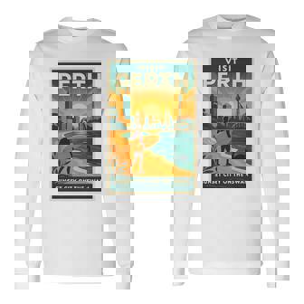 Perth Australia – ビンテージ旅行ポスタースタイル 長袖tシャツ 長袖Tシャツ - Kawaiitshirt