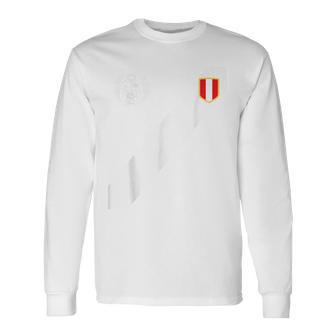 Peru Red Peruvian Flag Escudo Retro Soccer Peru Long Sleeve T-Shirt - Thegiftio UK