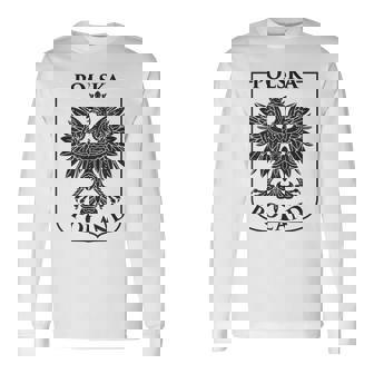 Polska Polish Eagleintage Distressed Polonia Escudo De Armas Camiseta de manga larga - Regaloses