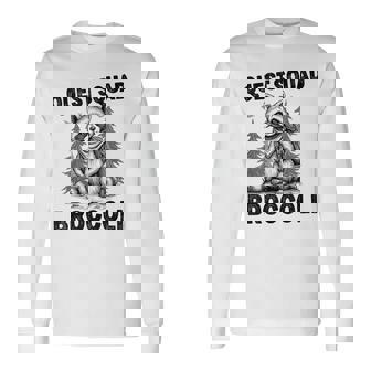 Questquad ブロッコリー 面白い 猫好き 長袖Tシャツ - Kawaiitshirt