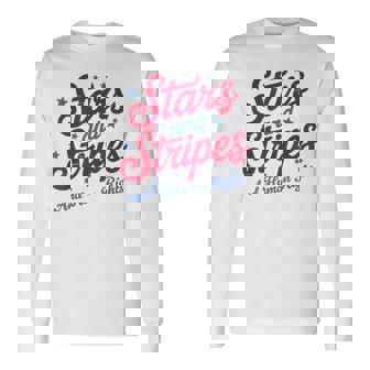 Red Blue White American Stars Stripes And Human Right Long Sleeve T-Shirt - Thegiftio UK