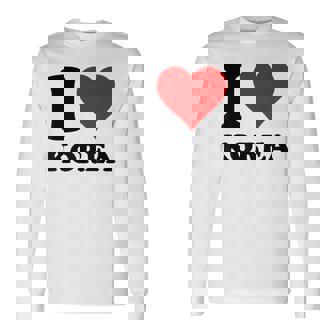 Red Heart I Love Korea 長袖Tシャツ - Kawaiitshirt