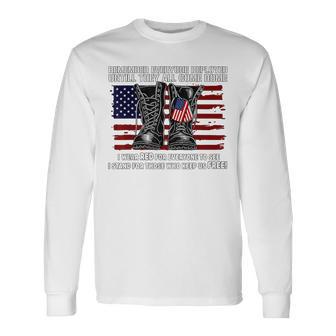 Remember Everyone Deployed Friday Military American Flag Long Sleeve T-Shirt - Thegiftio