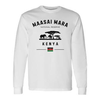 Reserva Nacional Masai Mara Kenia Banderaafari Elefantes Camiseta de manga larga - Regaloses