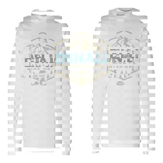 Retro Denali National Park Mountains Nature Vintage Hiking Long Sleeve T-Shirt - Thegiftio