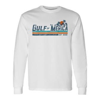 Retro Gulf Of 'Merica Est 2025 American Flag Gulf Of Usa Long Sleeve T-Shirt | Mazezy