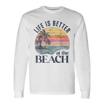 Retro Life Is Better At The Beach Vintage Summer Beach Long Sleeve T-Shirt - Thegiftio UK