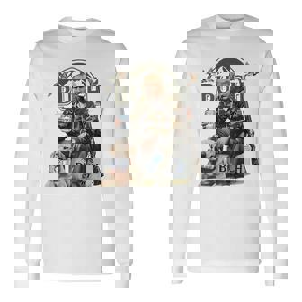 Retro Trump Hunting Deer Drinking Beer Hunting On Back Long Sleeve T-Shirt - Thegiftio