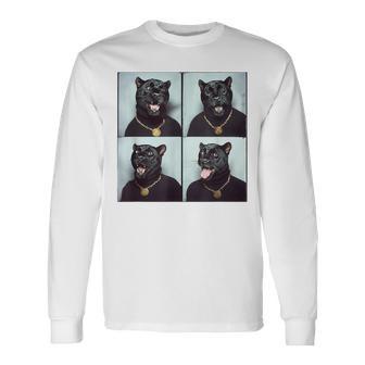 Retro Zoo Animal Portrait Panther Lovers Long Sleeve T-Shirt - Thegiftio