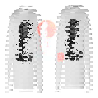 Samurai Japonés Rojo Eclipse Guerrero Arte Camiseta de manga larga - Regaloses