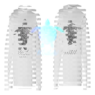 Save The Hawaiiea Turtles ハワイアンブルー トライバルタートルホヌ 長袖Tシャツ - Kawaiitshirt