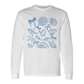Seashell Coastal Coquette Starfish Ocean Beach Summer Vibes Long Sleeve T-Shirt - Thegiftio UK