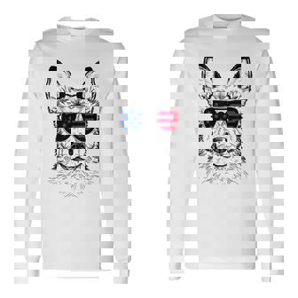 Shepsky Dog 7月4日 アメリカ国旗 長袖Tシャツ - Kawaiitshirt