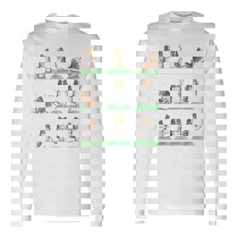 Shetland シープドッグ シェルティ 犬 ヨガ ポーズ ワークアウト エクササイズ 長袖Tシャツ - Kawaiitshirt