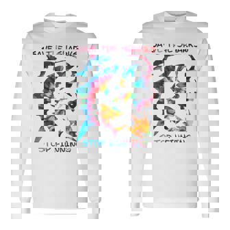 Stop Finning ジンベエザメ シュモクザメサメの種類タイダイ 長袖tシャツ 長袖Tシャツ - Kawaiitshirt