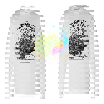 Strutting Mytuff カラフル 孔雀好き 長袖Tシャツ - Kawaiitshirt