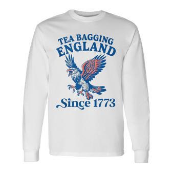 Tea Bagging England Since 1773 Patriotic Eagle 4Th Of July Long Sleeve T-Shirt - Thegiftio UK