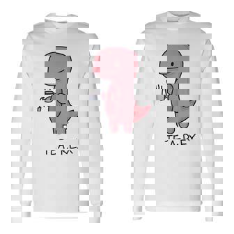 Tea Rex ユーモラスパン。 長袖Tシャツ - Kawaiitshirt