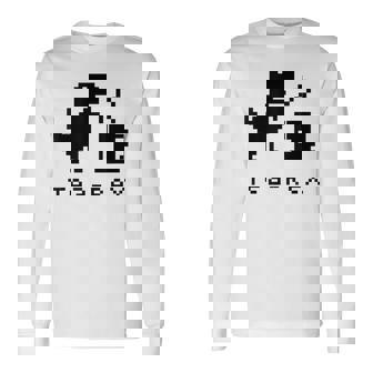 Tea Rex Pixel 8ビットゲーム恐竜 長袖Tシャツ - Kawaiitshirt