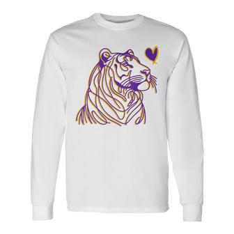 Tigers School Mascot Purple And Gold Tigers Long Sleeve T-Shirt - Thegiftio UK