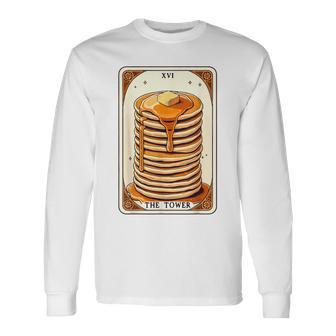 The Tower タロットカード パンケーキタワー 面白いパンケーキ 長袖Tシャツ - Kawaiitshirt