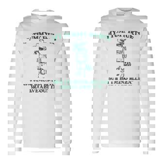 My Tummy Hurts But I'm Being Really Brave Raccoon Cowboy Long Sleeve T-Shirt - Thegiftio UK
