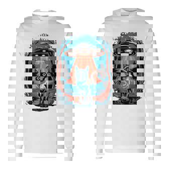 Ufo 猫誘拐 星空の下で 長袖Tシャツ - Kawaiitshirt