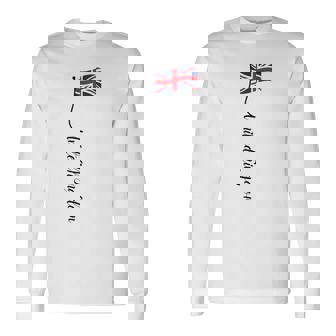 Uk United Kingdomignature ユニオンジャックフラッグポール背面に 長袖Tシャツ - Kawaiitshirt