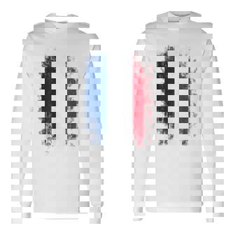 Vintage France Distressed Flag Illustration Graphic s 長袖Tシャツ - Kawaiitshirt