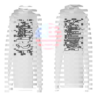 Vintage Happy 4Th Of July Boy Smile Face Retro Usa Flags Long Sleeve T-Shirt - Monsterry