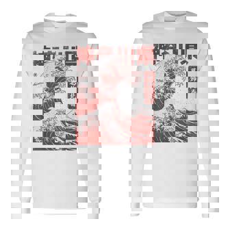 Vintage Ukiyo-E Japonés La Gran Ola De Kanagawa Hokusai Camiseta de manga larga - Regaloses