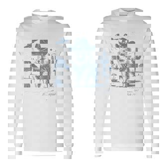 Vintage Western Pomeranian Cowboy Dog Wild West Ufo Long Sleeve T-Shirt - Thegiftio UK