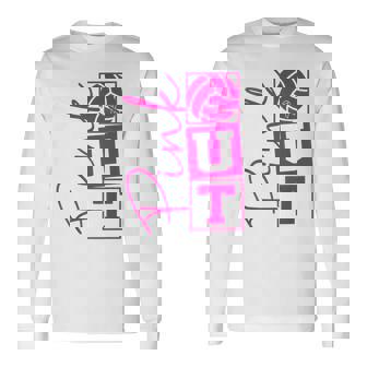 Volleyball Pink Out Breast Cancer Awareness Pink Ribbon Long Sleeve T-Shirt - Thegiftio