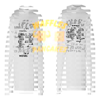 Waffles Are Just Pancakes With Abs Breakfast ワッフル愛好家 長袖Tシャツ - Kawaiitshirt