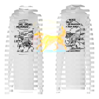 Walkies 犬の散歩 ゴールデンレトリバー 面白い犬好きデザイン 長袖Tシャツ - Kawaiitshirt