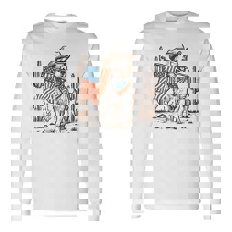 Western Country Patriotic Cowboy Dog Lover 4Th Of July Long Sleeve T-Shirt | Mazezy