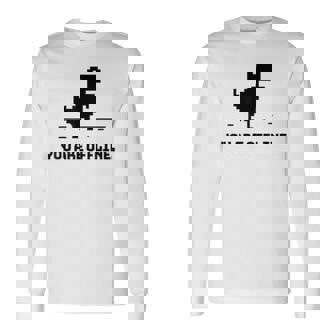 You Are Offline T-Rex 恐竜のラン ピクセルアート 恐竜ゲーム 長袖Tシャツ - Kawaiitshirt