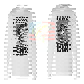 Youth Id Rather Be Fishing- Boys Bass Fish Usa Flag Long Sleeve T-Shirt - Monsterry