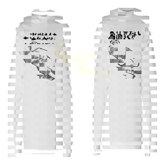 「本当は働きたくない」猫 文字入り おもしろ 筆文字 面白い 服 面白い 長袖Tシャツ - Kawaiitshirt