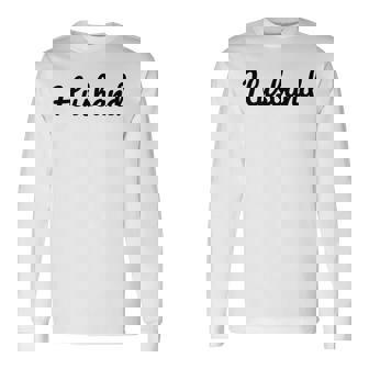 メンズ 【Husband】旦那 夫 シンプル おしゃれ 英語 英文字 夫婦お揃い 結婚祝い カップル ペアルック おもしろ ペア 長袖Tシャツ - Kawaiitshirt