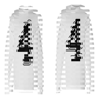 【バックプリント・背中側】4 数字 背番号 ユニフォーム ナンバー【ブラック／黒の文字】スポーツ 野球 サッカー 部活 長袖Tシャツ - Kawaiitshirt