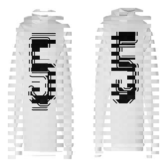 【バックプリント・背中側】5 数字 背番号 ユニフォーム ナンバー【ブラック／黒の文字】スポーツ 野球 サッカー 部活 長袖Tシャツ - Kawaiitshirt