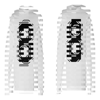 【バックプリント・背中側】8 数字 背番号 ユニフォーム ナンバー【ブラック／黒 の文字】スポーツ 練習着 部活 長袖Tシャツ - Kawaiitshirt