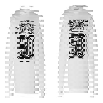 【バックプリント・背中側】Around 50 アラフィフ（五十歳 50才）ユニフォーム風 50代 誕生日プレゼント 面白 長袖Tシャツ - Kawaiitshirt